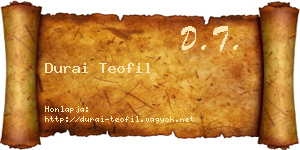 Durai Teofil névjegykártya
